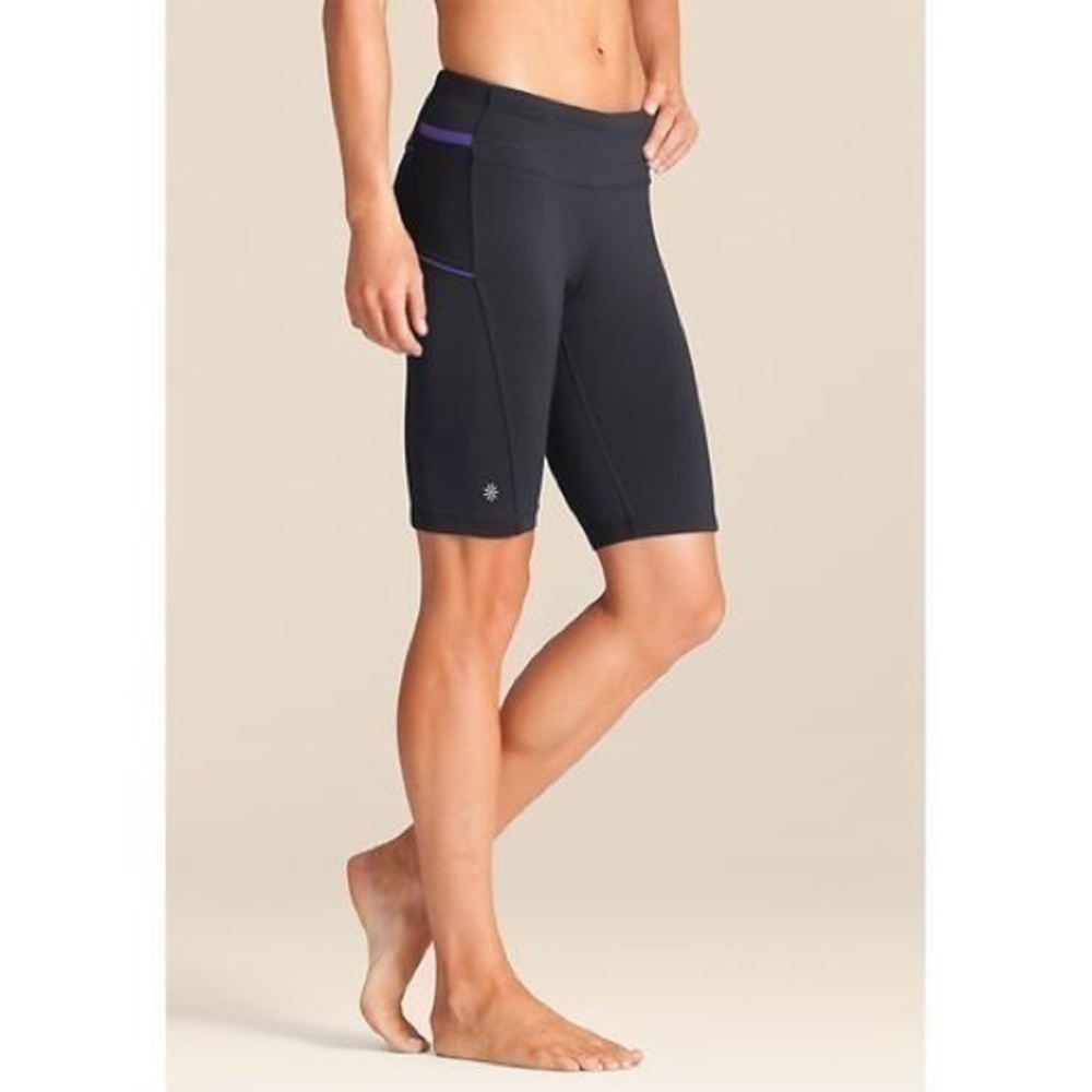 Athleta Presto Bermuda Black Purple Bike Shorts